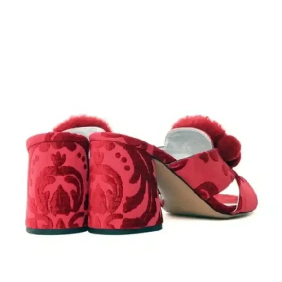 Marc Jacob EMBELLISHED VELVET-DAMASK MULES IN RED Size 39.5 - Picture 3 of 11